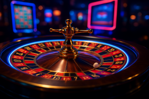 Online roulette wheel in a virtual casino setting