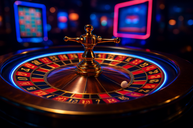 Online roulette wheel in a virtual casino setting